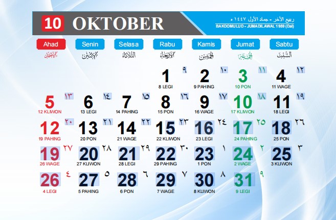 Kalender Oktober 2025. (kemenag).